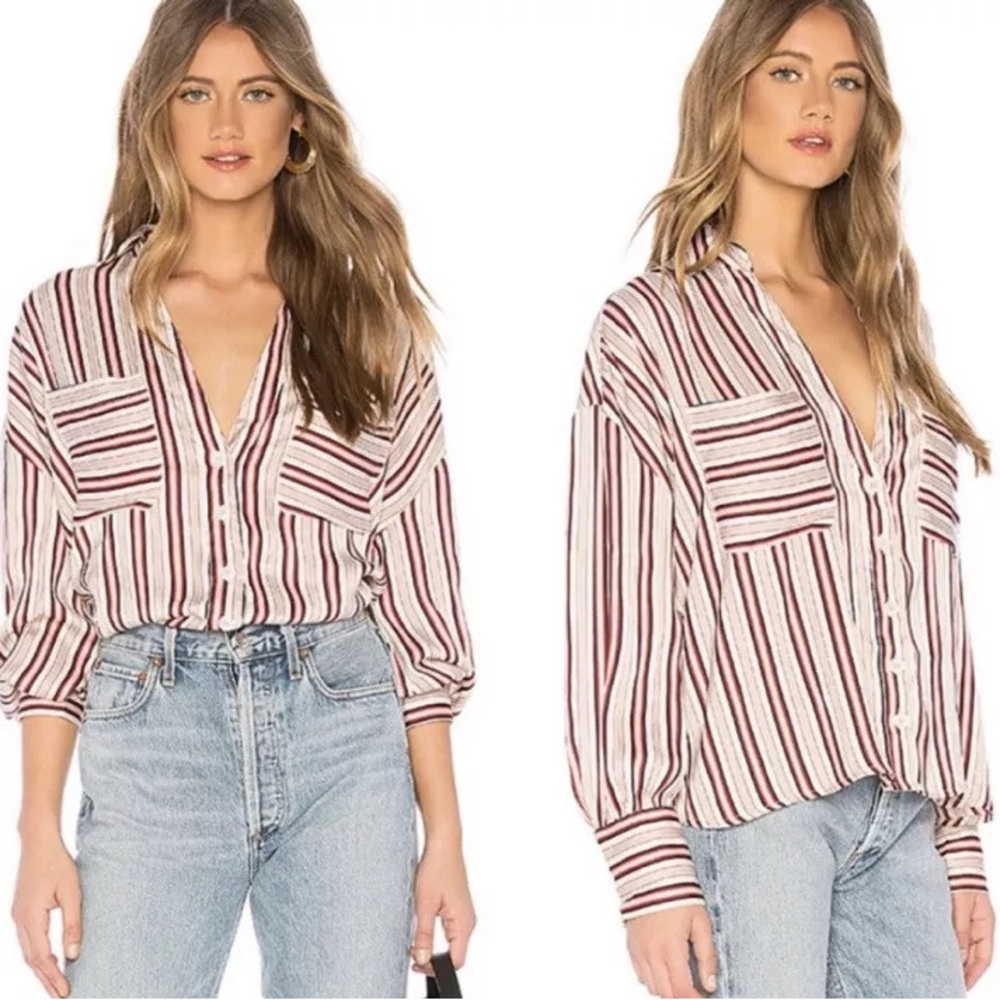 Free People Stripe button down shirt.
